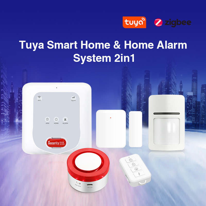 Tuya App GSM+WiFi Zigbee Smart Home Juhtmevaba vargusvastane alarmsüsteem Mobiilne kaughääljuhtimise tugi Alexa Goolge Assistant