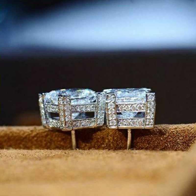 Huitano paprasti princesės kvadratiniai auskarai, moteriški/vyriški, karšti aksesuarai, auskarų vėrimas, prabangus inkrustuotas AAA kubinis cirkonis, madingi papuošalai 2021 m.