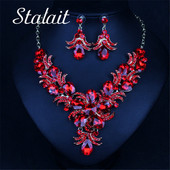 Unikalus moteriškas krištolo Higanbanos gėlių kaklo kaklo auskarų rinkinys Prabangus Kalnų krištolo papuošalų rinkinys Moteriški žavūs vakarėlio aksesuarai