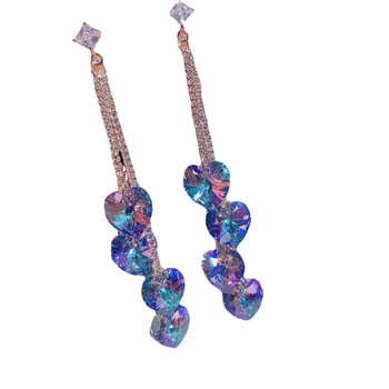 Drop Earrings For Girl Long Tassel Flower Crystal Dnagle Earrings