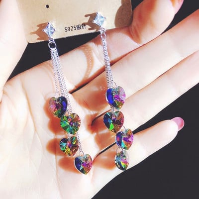 Viseće naušnice za djevojčice, duge naušnice s cvjetnim kristalima s resicama
