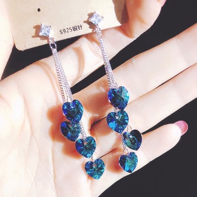 Viseće naušnice za djevojčice, duge naušnice s cvjetnim kristalima s resicama