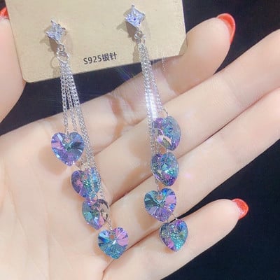 Viseće naušnice za djevojčice, duge naušnice s cvjetnim kristalima s resicama