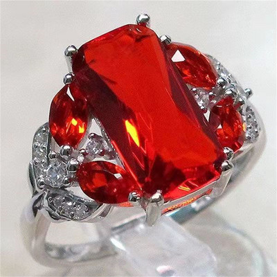 Δαχτυλίδι Hyperbole Stone Big Crystal Plus Size Circlet Τεράστιο γούρι στα δάχτυλα Κοσμήματα Ασημένιο λουράκι χρώματος για Gitf για αρραβώνες γάμου