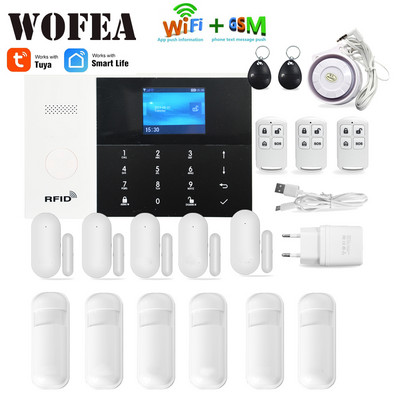Wofea Tuya Smart Life WIFI GSM APP távirányító vezeték nélküli otthoni biztonsági ház riasztórendszer érintőbillentyűzet RFID címke