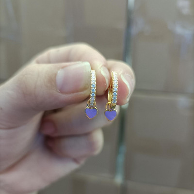 MC Huggie auskarai su emaliu Rožinė Mėlyna Juoda Balta Raudona Širdies pakabukai Pendientes Nauji Moteriški ausų lankeliai