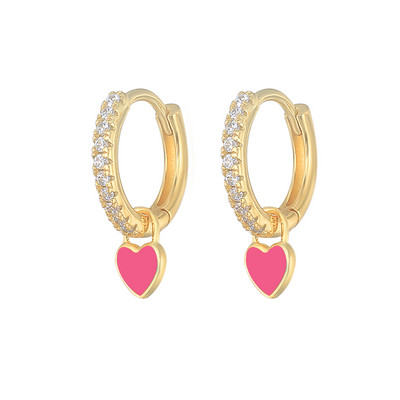 MC Huggie auskarai su emaliu Rožinė Mėlyna Juoda Balta Raudona Širdies pakabukai Pendientes Nauji Moteriški ausų lankeliai