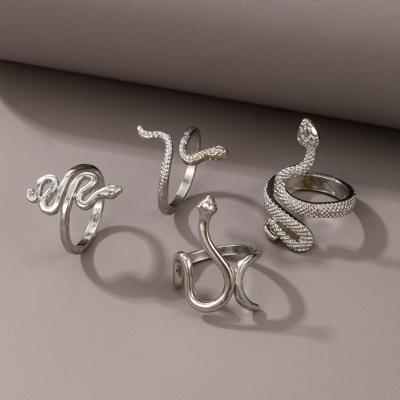 Tocona Bohemian gyvatės žiedų rinkiniai moterims Vyriški žavesiai Sidabro spalvos geometrijos lydinio metalo atidaromas žiedas vakarėlio papuošalai Anillo 18866