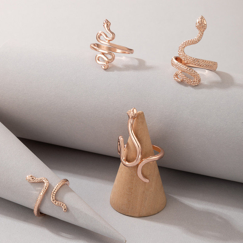 Tocona Bohemian gyvatės žiedų rinkiniai moterims Vyriški žavesiai Sidabro spalvos geometrijos lydinio metalo atidaromas žiedas vakarėlio papuošalai Anillo 18866