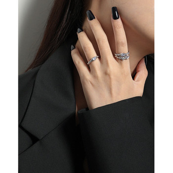SHANICE Κορεάτικο ντιζάιν ακανόνιστο μικρο-ένθετο ζιργκόν υφή S925 ασημένια ανοιχτά δαχτυλίδια γυναικεία Εκλεκτά κοσμήματα δώρο