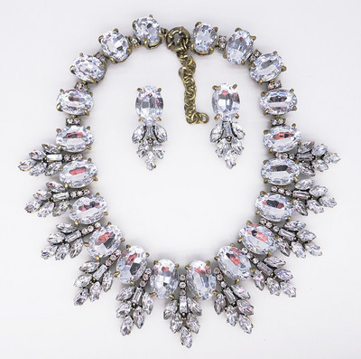 Daugiaspalviai Indijos Kundano papuošalų papuošalų rinkinio pareiškimas nuotakos mėlynas brangakmenis Kalnų krištolo kaklo karoliai ir auskarai moterims