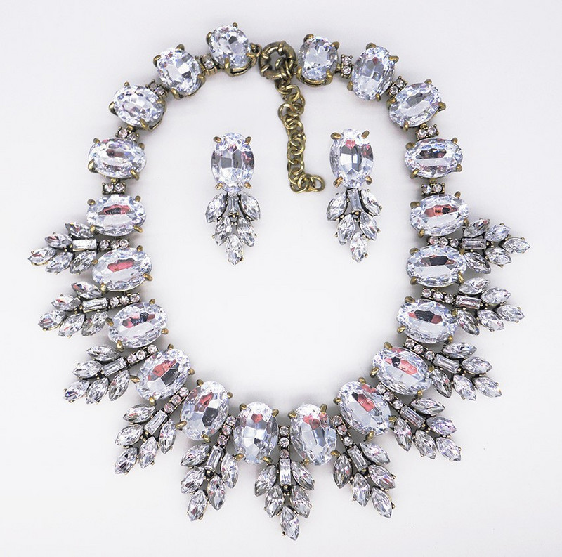 Daugiaspalviai Indijos Kundano papuošalų papuošalų rinkinio pareiškimas nuotakos mėlynas brangakmenis Kalnų krištolo kaklo karoliai ir auskarai moterims