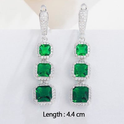 „ThreeGraces“ vintažinis didelis vandens lašas, žalias krištolinis akmuo, ilgi auskarai, gėlėti kubiniai cirkoniai, moteriški vestuviniai kabantys auskarai ER047