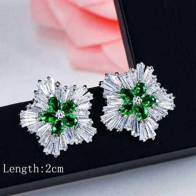 „ThreeGraces“ vintažinis didelis vandens lašas, žalias krištolinis akmuo, ilgi auskarai, gėlėti kubiniai cirkoniai, moteriški vestuviniai kabantys auskarai ER047