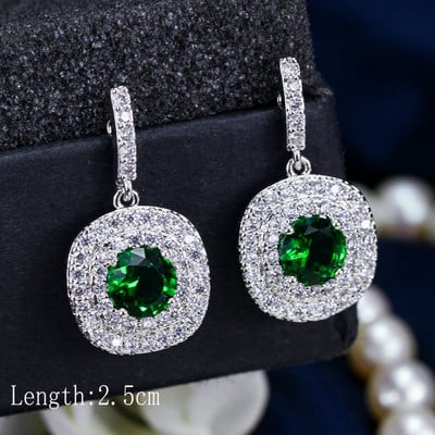 „ThreeGraces“ vintažinis didelis vandens lašas, žalias krištolinis akmuo, ilgi auskarai, gėlėti kubiniai cirkoniai, moteriški vestuviniai kabantys auskarai ER047