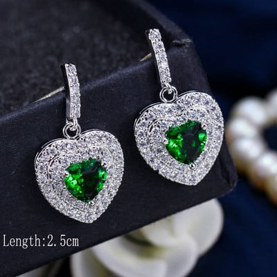 „ThreeGraces“ vintažinis didelis vandens lašas, žalias krištolinis akmuo, ilgi auskarai, gėlėti kubiniai cirkoniai, moteriški vestuviniai kabantys auskarai ER047