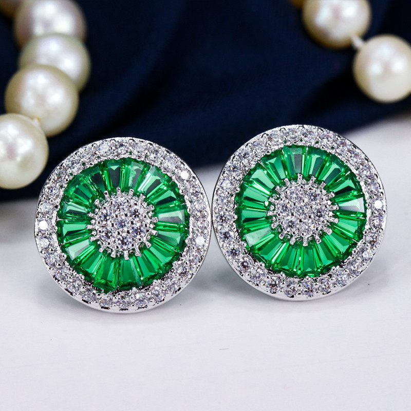 „ThreeGraces“ vintažinis didelis vandens lašas, žalias krištolinis akmuo, ilgi auskarai, gėlėti kubiniai cirkoniai, moteriški vestuviniai kabantys auskarai ER047