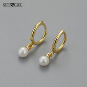 SIPENGJEL Madingi korėjiečių perlų pakabukai auskarai moterims apvalus apskritimas mažas lankelis Vestuviniai papuošalai boucle oreille femme