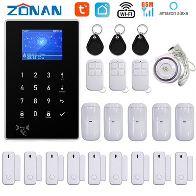 ZONAN Алармена система за домашен комплект за охранителна аларма 433MHz WiFi GSM аларма Безжична Tuya Smart House App Control Alexa Google
