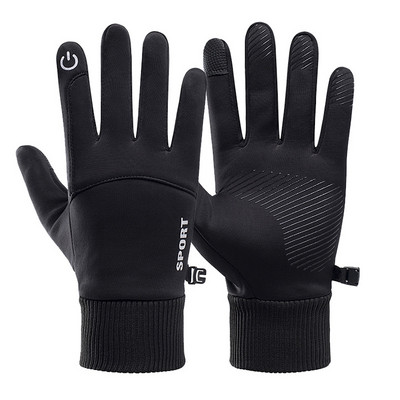 Ανδρικά χειμερινά αδιάβροχα γάντια ποδηλασίας για τρέξιμο μοτοσυκλέτας για τρέξιμο εξωτερικού χώρου Σκι οθόνη αφής fleece γάντια αντιολισθητικά ζεστά πλήρη δάχτυλα