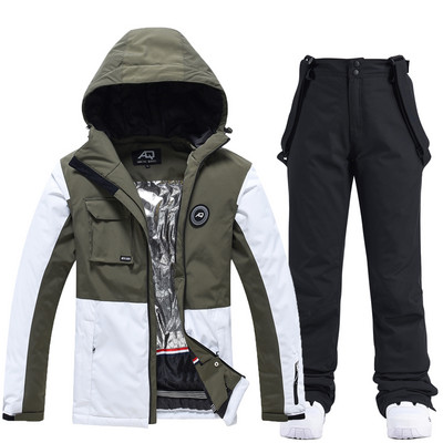 Įstrižas užtrauktuko spalvas atitinkantis mergaitės sniego kostiumas, dėvėkite vandeniui atsparų žiemos kostiumą, snieglenčių sportui skirtą drabužį, slidinėjimo striukę + kelnaites moterims