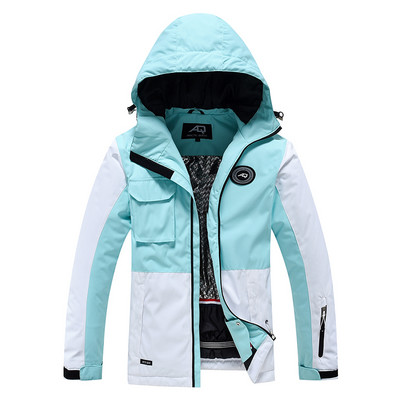 Įstrižas užtrauktuko spalvas atitinkantis mergaitės sniego kostiumas, dėvėkite vandeniui atsparų žiemos kostiumą, snieglenčių sportui skirtą drabužį, slidinėjimo striukę + kelnaites moterims