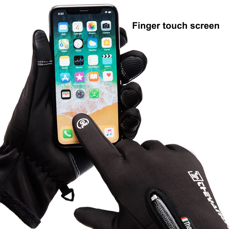 Atsparios šalčiui slidinėjimo pirštinės Žiemos Vyriškos Moteriškos Pirštinės Lauke Sportas Neslystančios Vėjo nepraleidžiančios jutiklinis ekranas Pūkeliai Šiltos Žvejybos dviračių pirštinės