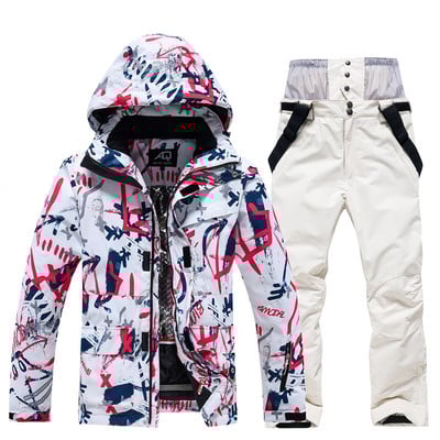 Nauji slidinėjimo kostiumai Vyriški žieminiai sniego kostiumai Šilti vėjui atsparūs vandeniui lauko sportiniai slidinėjimo striukės ir kelnių rinkinys Slidinėjimo snieglenčių kostiumas