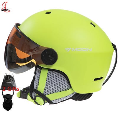MOON Skiing Helmet with Goggles Integrally-Molded PC+EPS High-Quality Ski Helmet Outdoor Sports Ski Snowboard Skateboard Helmets