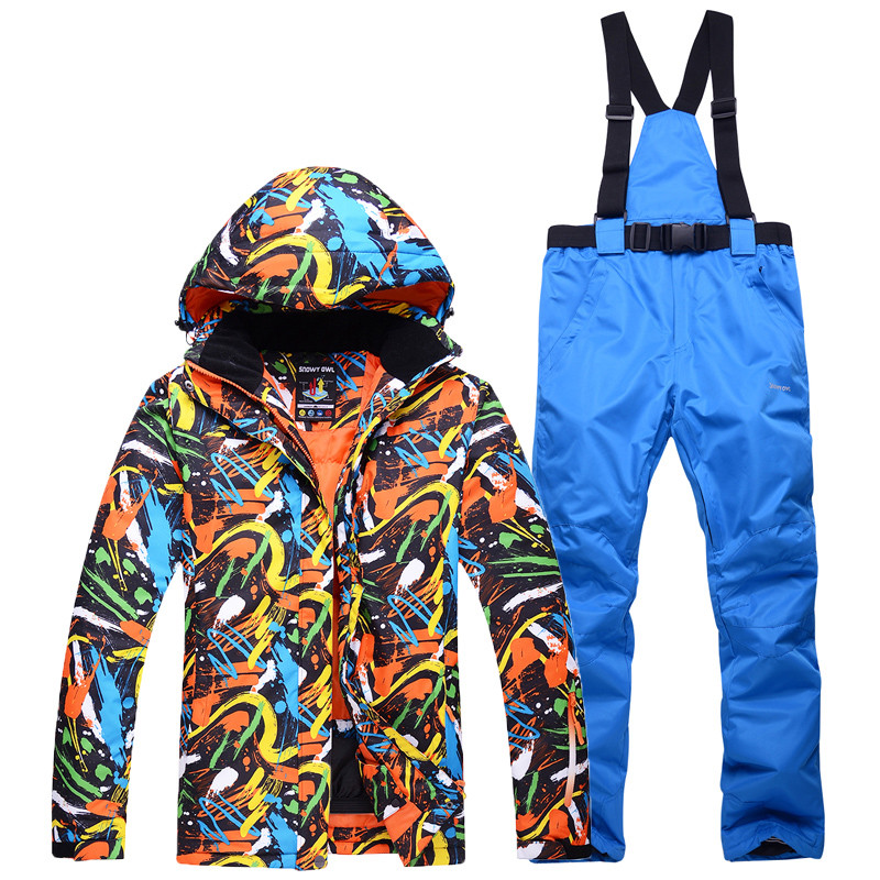 -30 pigių vyriškų ledinio sniego kostiumų drabužių, snieglenčių sporto rinkinių, atsparių vandeniui žiemos lauke, slidinėjimo kostiumai striukė + pakabinamos kelnės