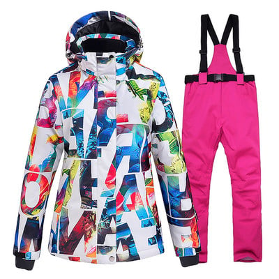 Зимни дамски комплекти за сноуборд Термо-водоустойчив ветроустойчив ски костюм Дамски комплект дрехи за сняг Яке и панталон Ски облекло за открито