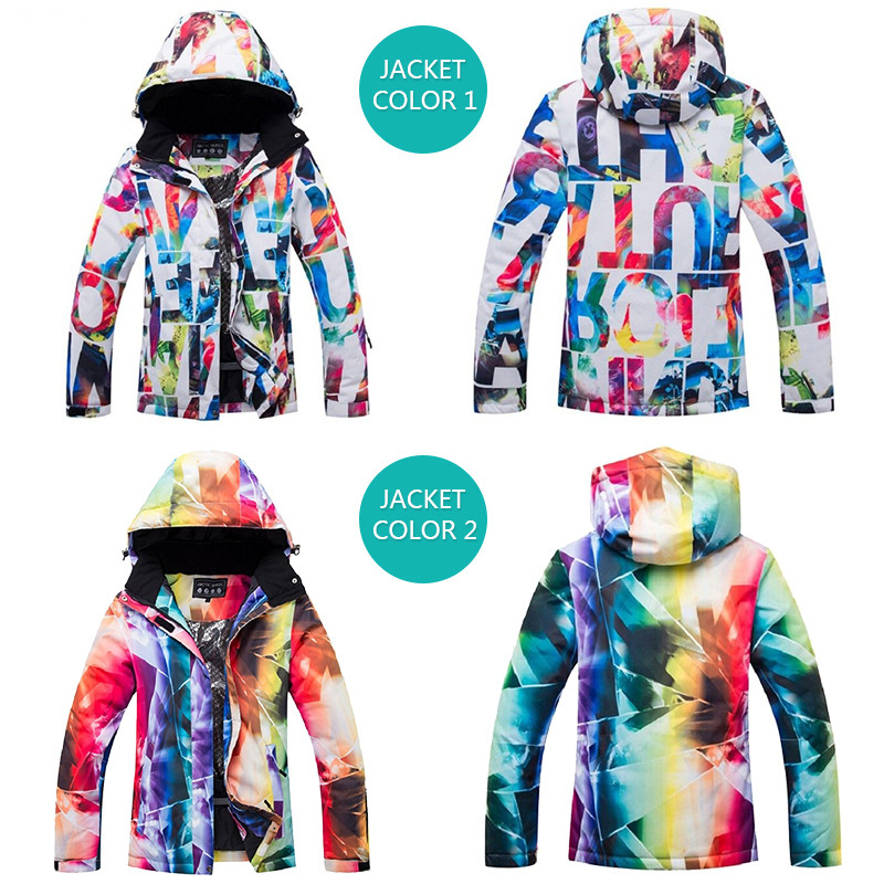 Žieminiai moterų snieglenčių rinkiniai Termiškai atsparus vandeniui, vėjui atsparus slidinėjimo kostiumas, moteriškas sniego drabužių komplektas Striukė ir kelnės lauko slidinėjimo apranga