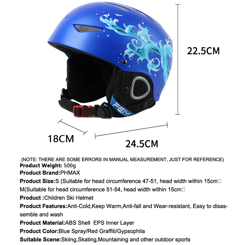 PHMAX vaikų slidinėjimo šalmas Žiemos snieglentės Laikykite šiltą Slidinėjimo šalmas ABS Shell EPS vidinio sluoksnio galvos apsauga Vaikų slidinėjimo šalmas