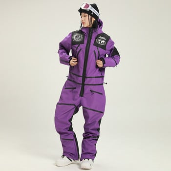 2023 Γυναικεία ολόσωμη φόρμα σκι Snowsuit Sport Γυναικείο σετ σκι Αδιάβροχη κουκούλα Γυναικεία φόρμα snowboard Σνόουμπορντ Ρούχα βουνού Συνολικά