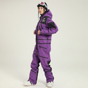 2023 Γυναικεία ολόσωμη φόρμα σκι Snowsuit Sport Γυναικείο σετ σκι Αδιάβροχη κουκούλα Γυναικεία φόρμα snowboard Σνόουμπορντ Ρούχα βουνού Συνολικά