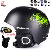 MOON slidinėjimo snieglenčių šalmo užvalkalas Rudens Žiema Suaugusiems Vyrams Riedlenčių įranga Sportas Sauga Slidinėjimo šalmai su akiniais 2 Dovanos