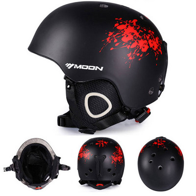 MOON slidinėjimo snieglenčių šalmo užvalkalas Rudens Žiema Suaugusiems Vyrams Riedlenčių įranga Sportas Sauga Slidinėjimo šalmai su akiniais 2 Dovanos