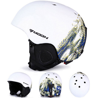 MOON slidinėjimo snieglenčių šalmo užvalkalas Rudens Žiema Suaugusiems Vyrams Riedlenčių įranga Sportas Sauga Slidinėjimo šalmai su akiniais 2 Dovanos