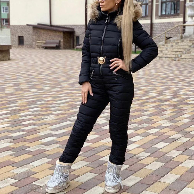 Vienos dalies slidinėjimo kombinezonas, atsparus vandeniui, žieminiai snieglenčių kombinezonai moterims su gobtuvu Moteriškas sportinis sniego kostiumas moteriškas slidinėjimo kostiumas