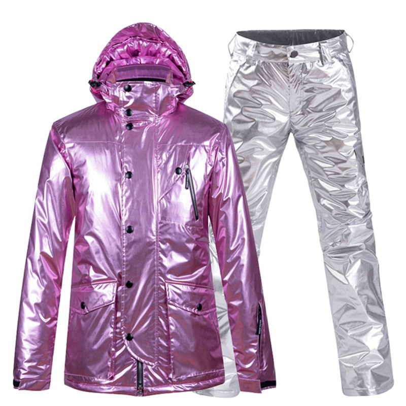 Mada spindintis moteriškas ledinis sniego kostiumas, snieglenčių sportui, vandeniui atsparus kostiumas lauko sportui žiemos komplektai slidinėjimo striukė + kelnės