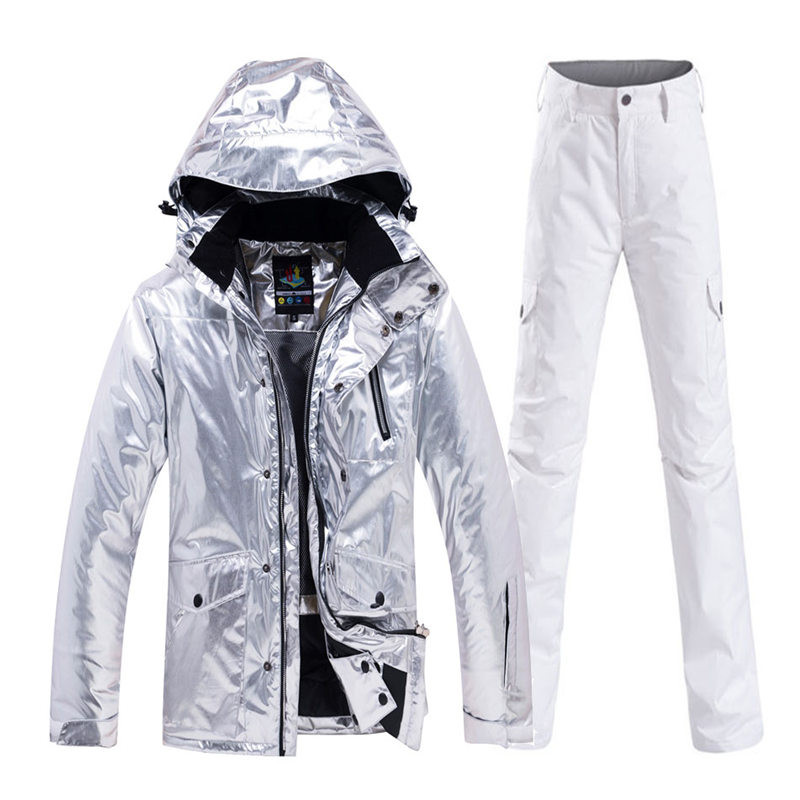 Mada spindintis moteriškas ledinis sniego kostiumas, snieglenčių sportui, vandeniui atsparus kostiumas lauko sportui žiemos komplektai slidinėjimo striukė + kelnės