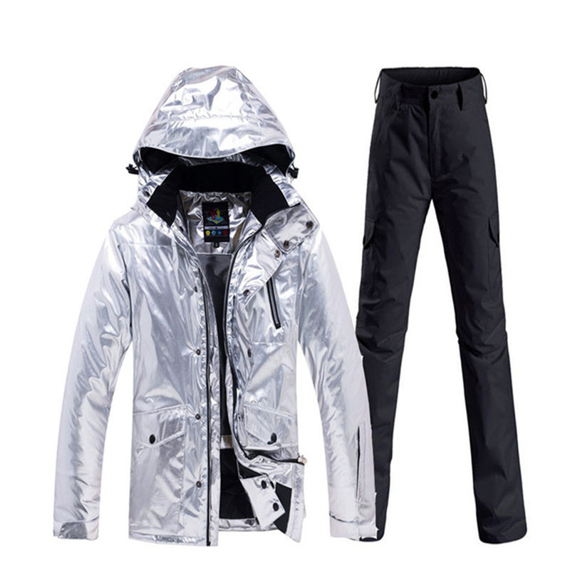 Mada spindintis moteriškas ledinis sniego kostiumas, snieglenčių sportui, vandeniui atsparus kostiumas lauko sportui žiemos komplektai slidinėjimo striukė + kelnės