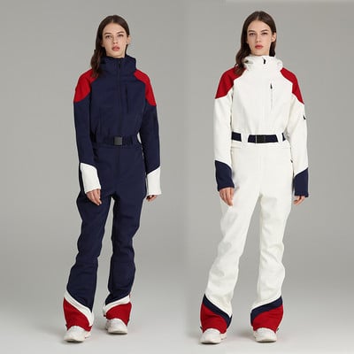 New Winter One-Piece Ski Suit Women Outdoor Sports Snowboard Suit Overalls Jumpsuit Thickened Warm Ski Set Windproof Waterproof