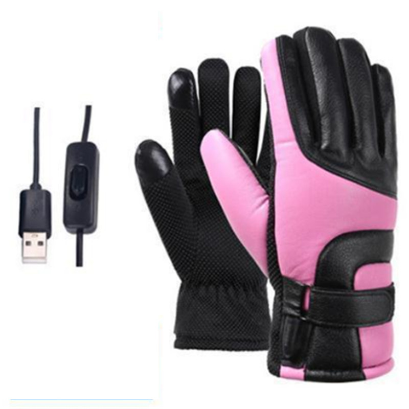 Vyriškos šildomos pirštinės Įkraunamos USB rankų šildytuvas Elektrinės šildomos pirštinės žieminės dviračių važiavimo terminis jutiklinis ekranas dviračio pirštinės, atsparios vėjui