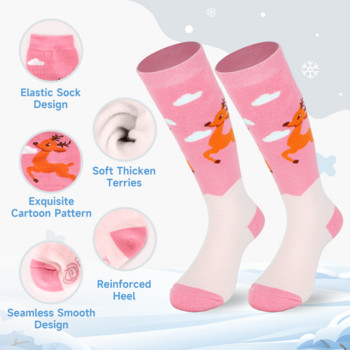 Findway Παιδικές κάλτσες για σκι Χοντρές κάλτσες Snowboard Σκι για κορίτσια και αγόρια Απορρόφηση υγρασίας Υψηλή ελαστικές θερμικές κάλτσες Snow Sports