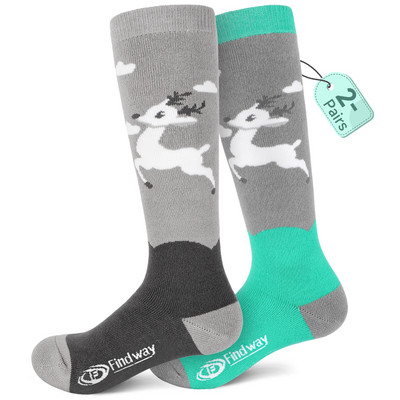 Findway Gyerek sízokni Vastag Snowboard Síelés Lányok és fiúk Nedvességelnyelés Magas elasztikus hőzokni Hósportok