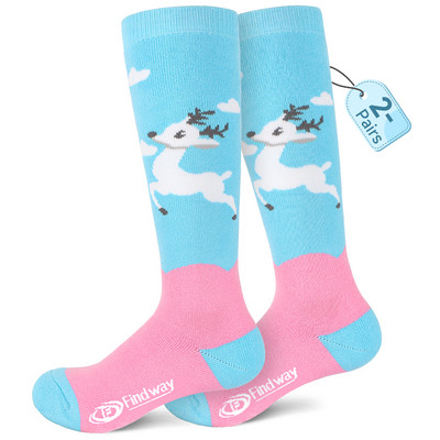 Findway Gyerek sízokni Vastag Snowboard Síelés Lányok és fiúk Nedvességelnyelés Magas elasztikus hőzokni Hósportok