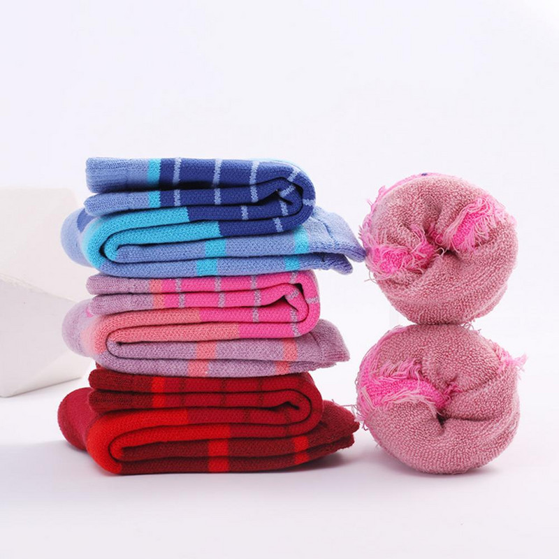 1 pora vaikiškų šiluminių kojinių, elastingų neslystančių rankogalių sportinės kojinės sulaiko šilumą Minkštos storos vaikiškos slidinėjimo kojinės žiemai