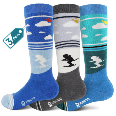 Merino vilnos vaikiškos slidinėjimo kojinės 1/2/3 poros žieminės šiltos kojinės, slidinėjimo snieglenčių kojinės mažiems berniukams ir mergaitėms