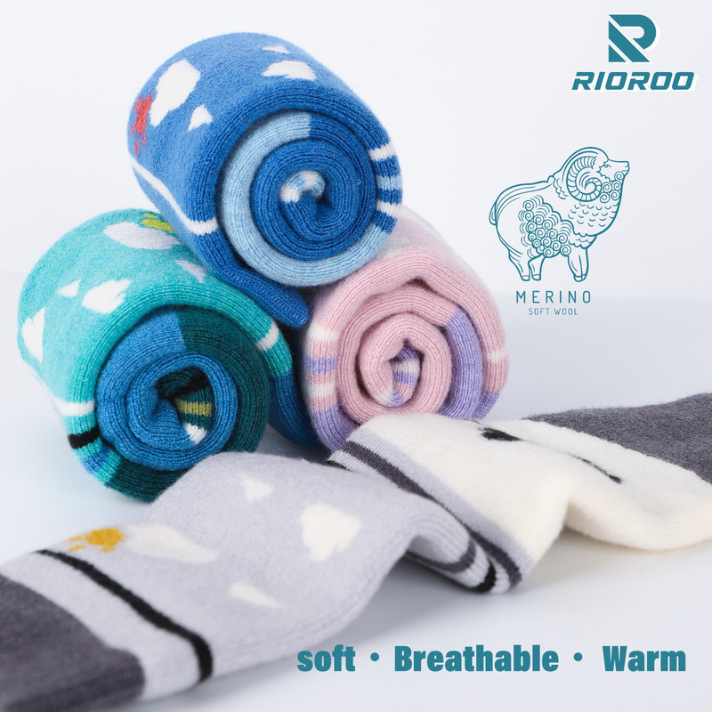 Merino vilnos vaikiškos slidinėjimo kojinės 1/2/3 poros žieminės šiltos kojinės, slidinėjimo snieglenčių kojinės mažiems berniukams ir mergaitėms